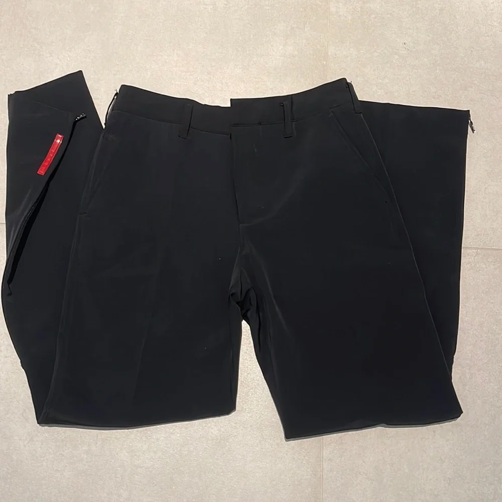 Prada men size 30 black pants button down polyester elastane straight leg button